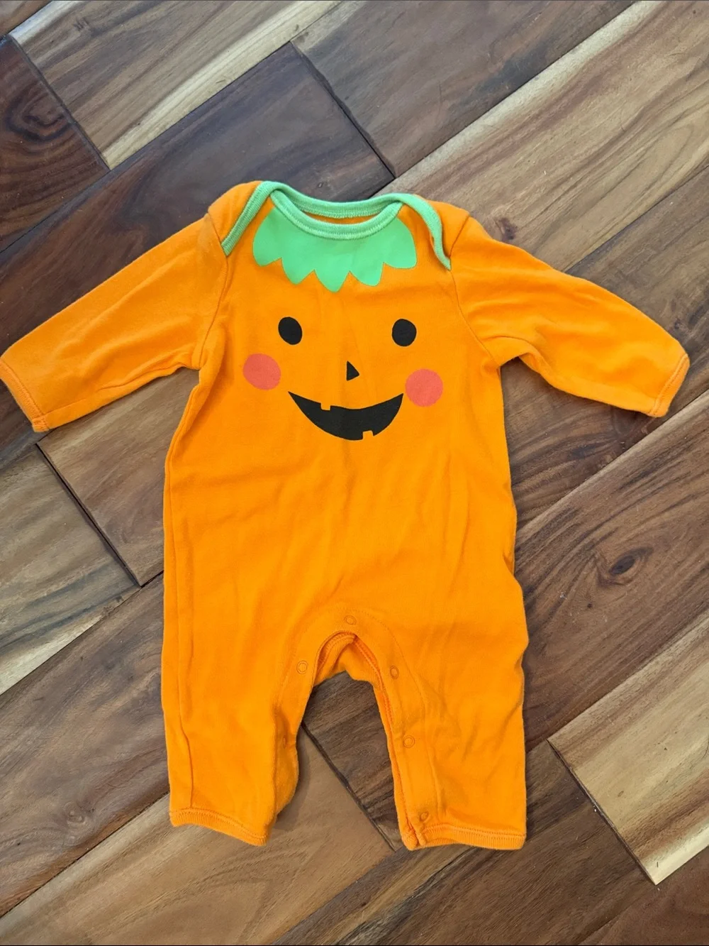 Old Navy Orange Pumpkin Jack-O'-Lantern Baby Footie